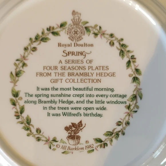 Royal Doultan Brambly Hedge SPRING Jill Barklen Collection Plate MINT Circa 1982 - Picture 4 of 6